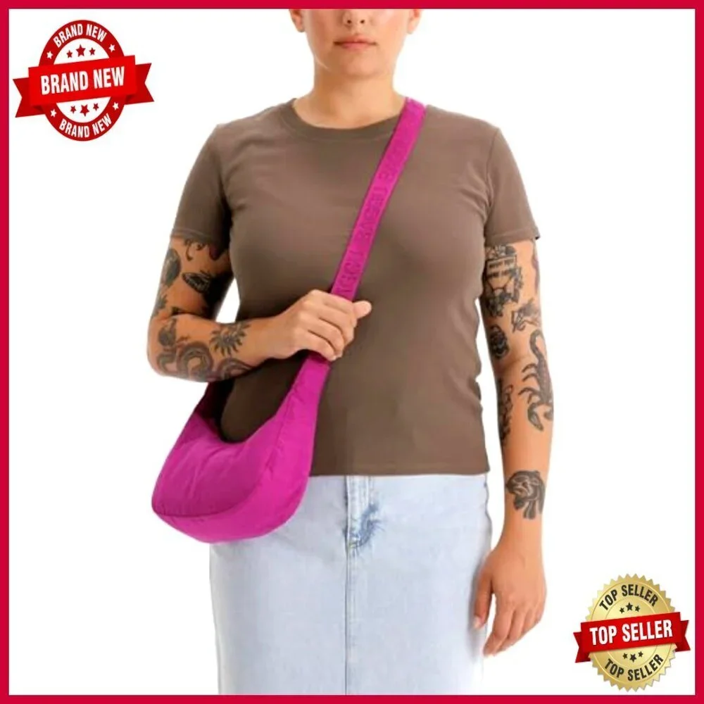 Small Nylon Crossbody Bag with Adjustable Strap and Interior Pocket